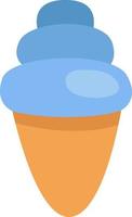 Blue ice cream in cone, illustration, vector on a white background.