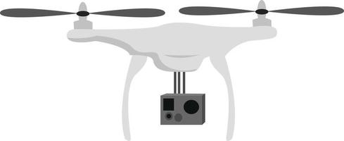 Drone with camera, illustration, vector on white background.