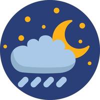 Night rain with young moon, illustration, vector on a white background.