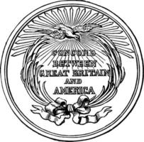 medalla conmemorativa del tratado de paz, espalda, ilustración vintage. vector