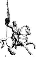 Statue was one of the leaders of the First Crusade during medieval times in 1095, vintage engraving. vector