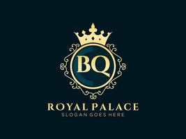 Letter BQ Antique royal luxury victorian logo with ornamental frame.nt vector