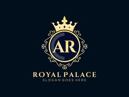 Letter AR Antique royal luxury victorian logo with ornamental frame.nt vector