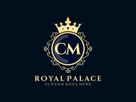 Letter CM Antique royal luxury victorian logo with ornamental frame.nt vector
