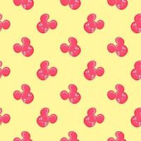 Minimal pink mouse head , seamless pattern on a yellow background. vector