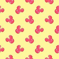 Minimal pink mouse head , seamless pattern on a yellow background. vector