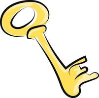 Golden key, illustration, vector on white background.