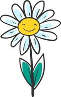 Smiling daisy, illustration, vector on white background.