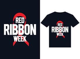 Red Ribbon Week illustrations for print-ready T-Shirts design vector