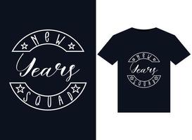 New Years Squad illustrations for print-ready T-Shirts design vector