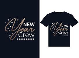 New Year Crew illustrations for print-ready T-Shirts design vector