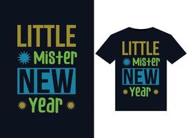 ilustraciones de año nuevo de little mister para el diseño de camisetas listas para imprimir vector