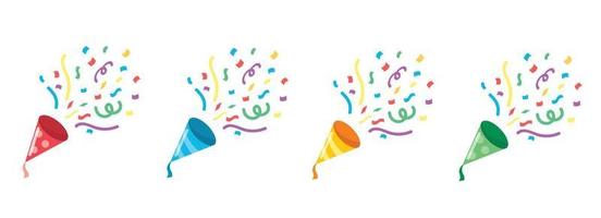 set of Party Icon. Confetti popper illustration vector