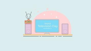 World Television Day 21 November, antena, sound system. 4K UHD Size vector