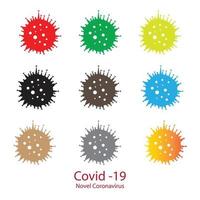 icono de coronavirus, logotipo covid-19, iconos de virus circulares, símbolos, logotipo de virus vectorial vector