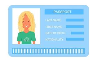 Kida passport with photo vector