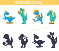 Shadow game with dinosaurus vector