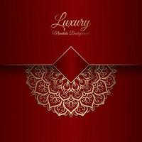 luxury mandala background, red and gold vector