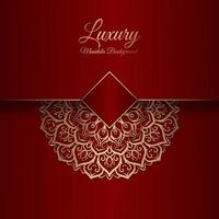 luxury mandala background, red and gold vector