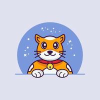 Ilustración de icono de vector de dibujos animados lindo gato