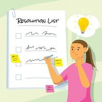 New Year List Resolution With Woman Character vector