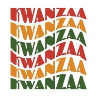 kwanzaa - letras coloridas de onda retro de moda moderna. tipografía feliz kwanzaa para tarjetas de felicitación, volante, invitación, afiche, diseño de banner. ilustración vectorial con texto aislado en blanco vector