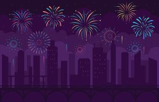 Firework In The Cityscape Silhouette vector