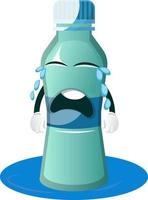 Bottle is crying, illustration, vector on white background.