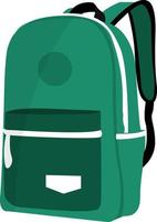 Green school bag, illustration, vector on white background