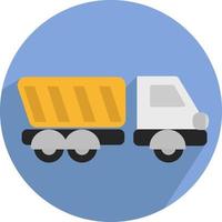 Yellow construction truck, illustration, vector on white background.