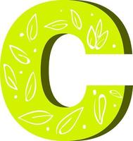 Letter C, illustration, vector on white background.