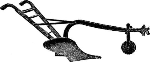 Steel Moldboard Walking Plow, vintage illustration. vector