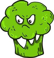 Angry broccoli, illustration, vector on a white background.