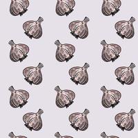 Garlic pattern, illustration, vector on white background.