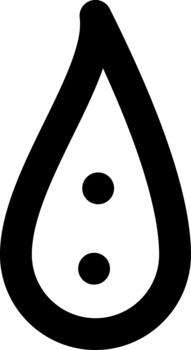 White drop with two vertically aligned black dots inside of it, illustration, vector on white background.