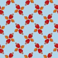 Red mushrooms,seamless pattern on light blue background. vector