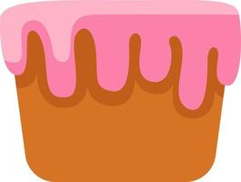 Cake with pink cream on top, illustration, vector on a white background