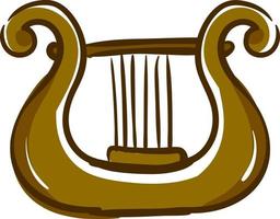 A brown harp, vector or color illustration.