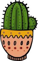 Cactus in a beautiful pot, illustration, vector on white background