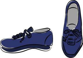 zapatos azules, ilustración, vector sobre fondo blanco.