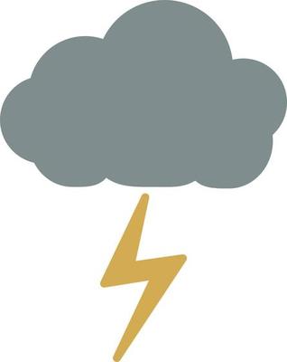 Grey cloud with lightning, illustration, on a white background.