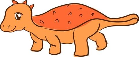 Orange dinosaur, illustration, vector on white background.