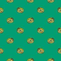 Lime slicees,seamless pattern on green background. vector