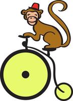 Circus monkey, illustration, vector on white background.