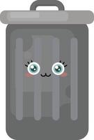 Grey Trash can, illustration, vector on white background