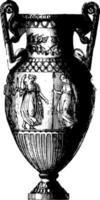 ánfora es un jarrón griego con dos asas grabado de época. vector