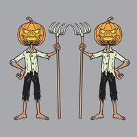 ilustración vectorial del personaje de calabaza de halloween vector