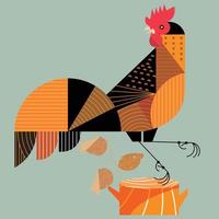 vector illustration of a standing rooster