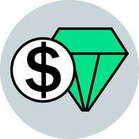 diamante con dólar, ilustración, vector, sobre un fondo blanco. vector