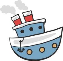 Blue ship, illustration, vector on a white background.